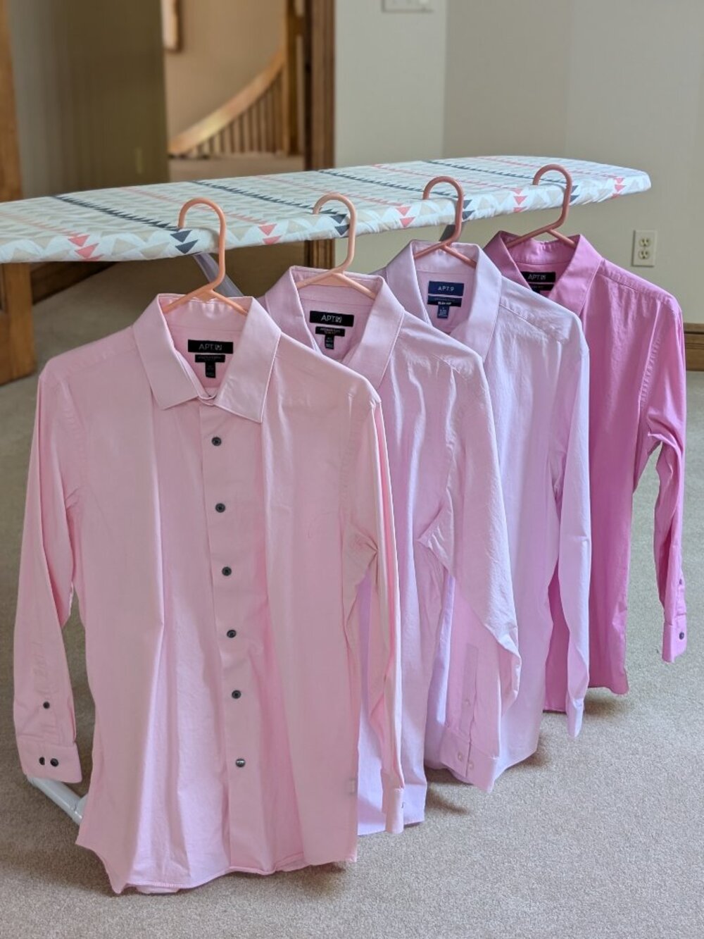 Lot of 4 Apt 9 Mens Dress Shirts 16 1/2 32/33 Slim Fit Pink Rose Magenta